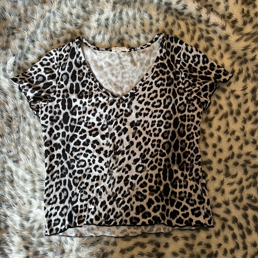 Animal Print V Neck